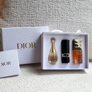 Dior Miniature Sample Set - Jador perfume, 999 lipstick, prestige micro-huile